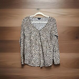 Torrid Cheetah Animal Print Brown Thermal Long Sleeve Top Womens Size 00 M/L